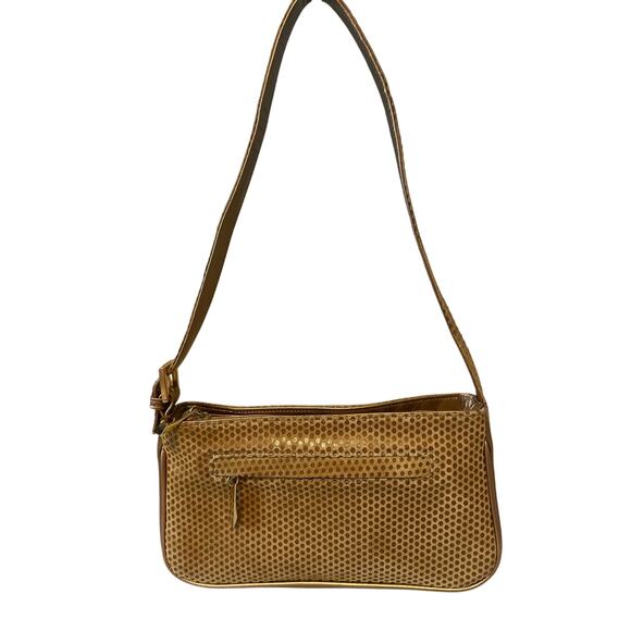 VTG Genuine Leather Shoulder Bag Baguette Textured Boho Y2K - Picture 3 of 13